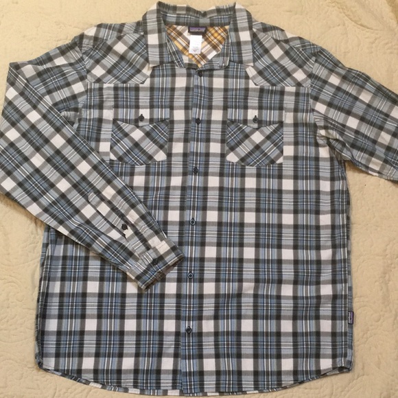 Patagonia Organic Cotton Plaid Western Long Sleeve Pockets Button Down Shirt XL - Picture 3 of 13